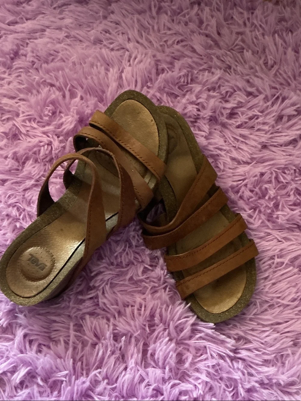 Teva Brown Strappy Kids Slide Sandals